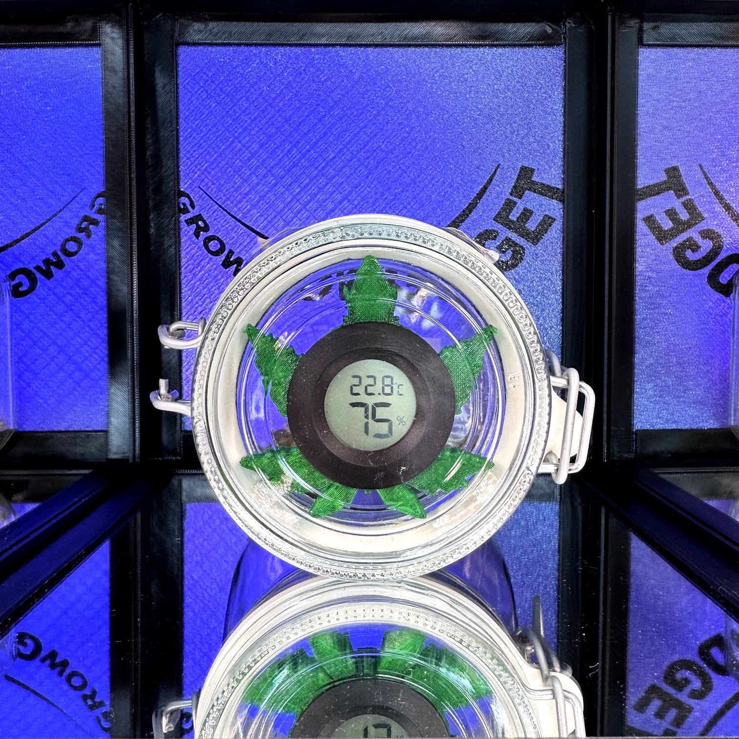 Thermo-/Hygrometer-Halterung für Einmachglas (inkl. Hygrometer, Ø 7 cm Deckel-Innenseite)